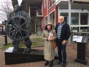 Visit of Carol Fulford from Marina World at Pärnu Marina (behind is a famous Estonian skipper - Kihnu Jõnn)